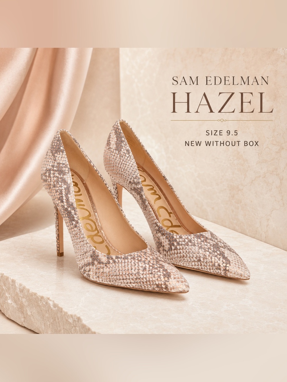 Sam Edelman Hazel Rose Gold Snake Pumps 9.5 NWOB